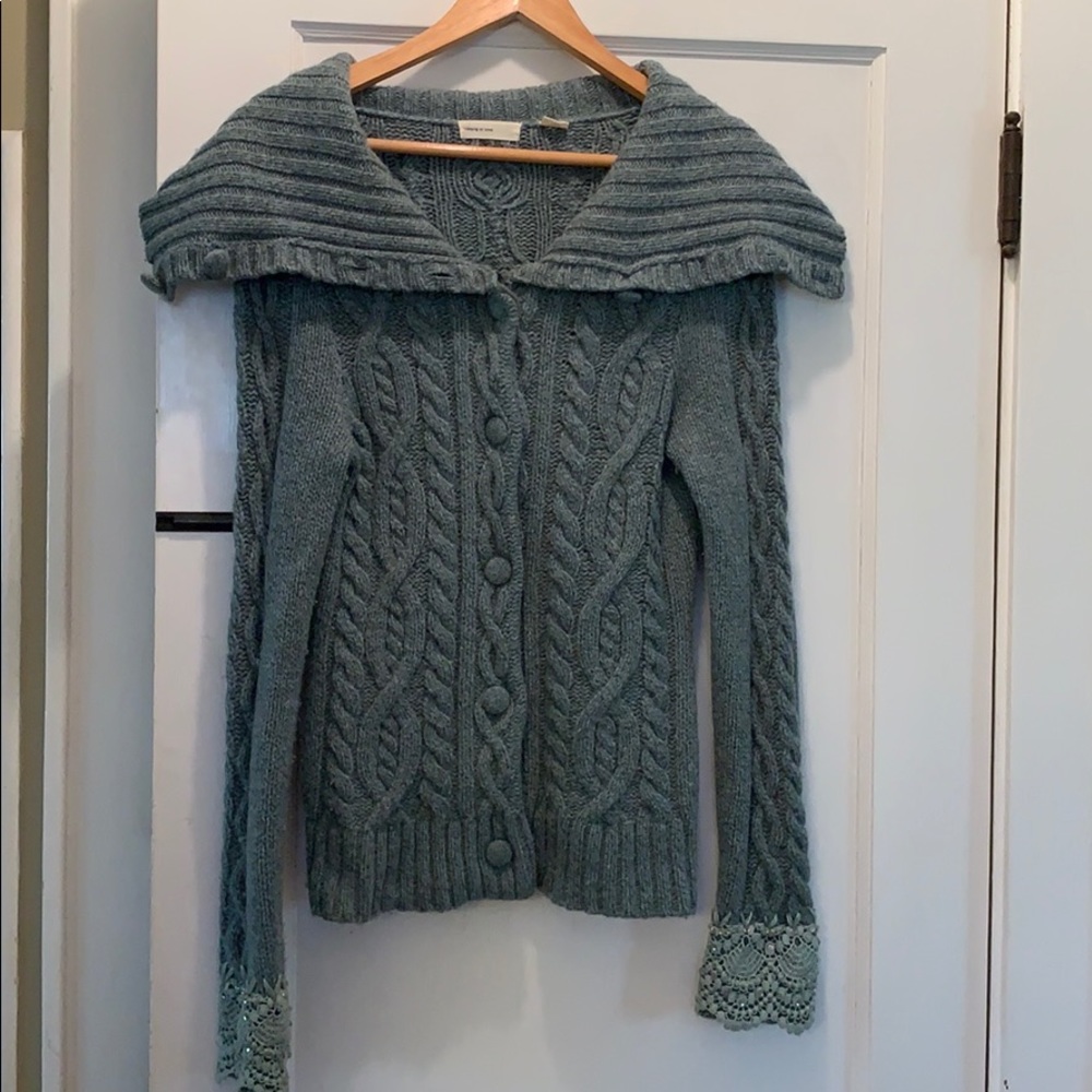 Anthropologie Sleeping on Snow Cardigan. Aqua color Size M